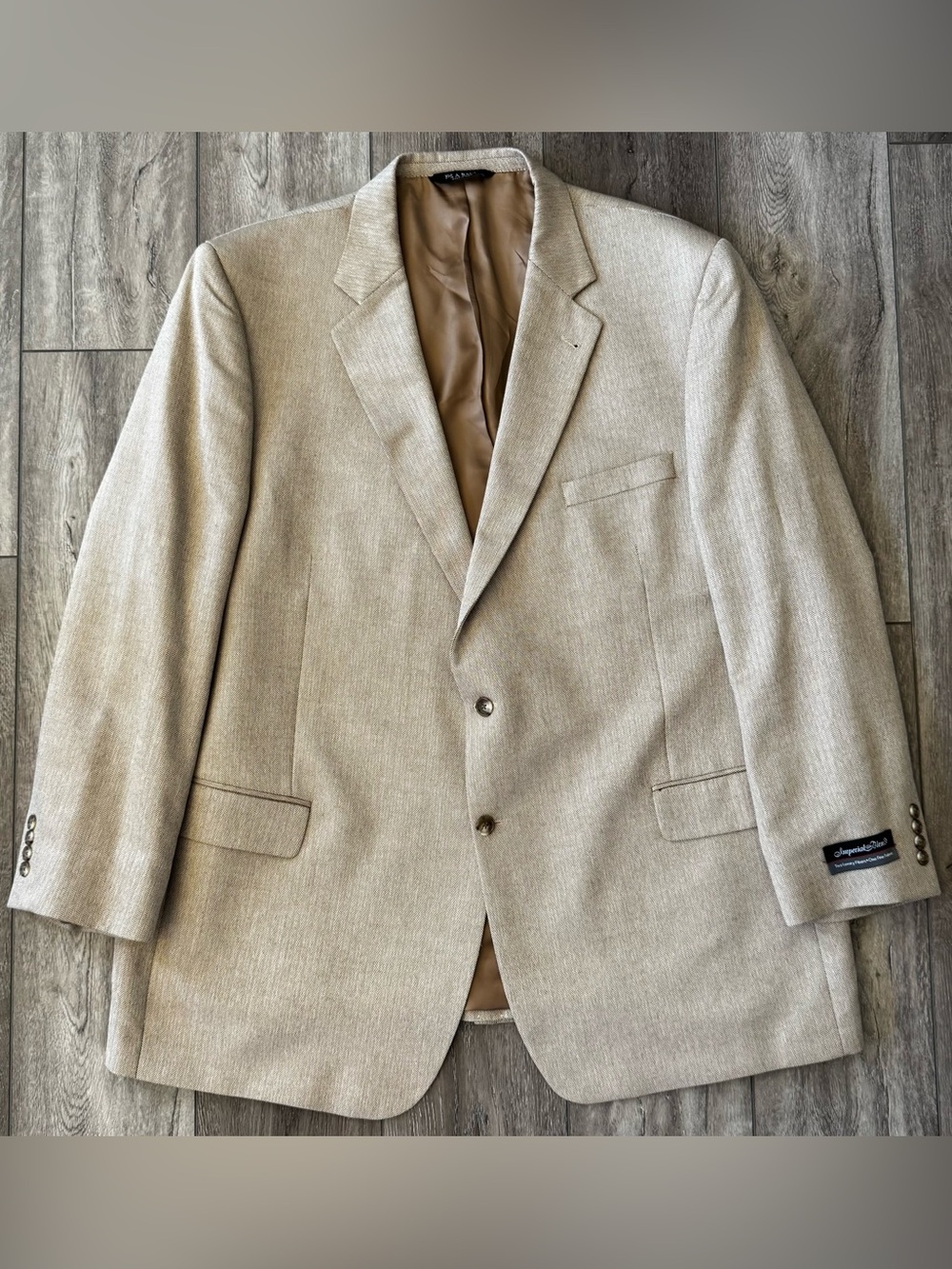 NEW Jos A Bank Sport Coat Portly Signature 52 Long Herringbone Silk / Camel Hair